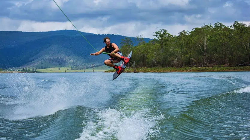 Wakeboarder on the water at Somerset Dam, Australia