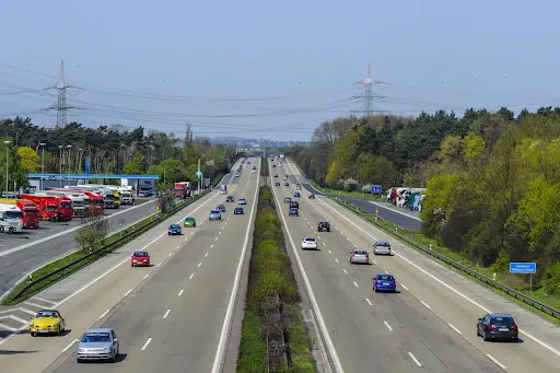 Cars driving on the Autobahn in Germany